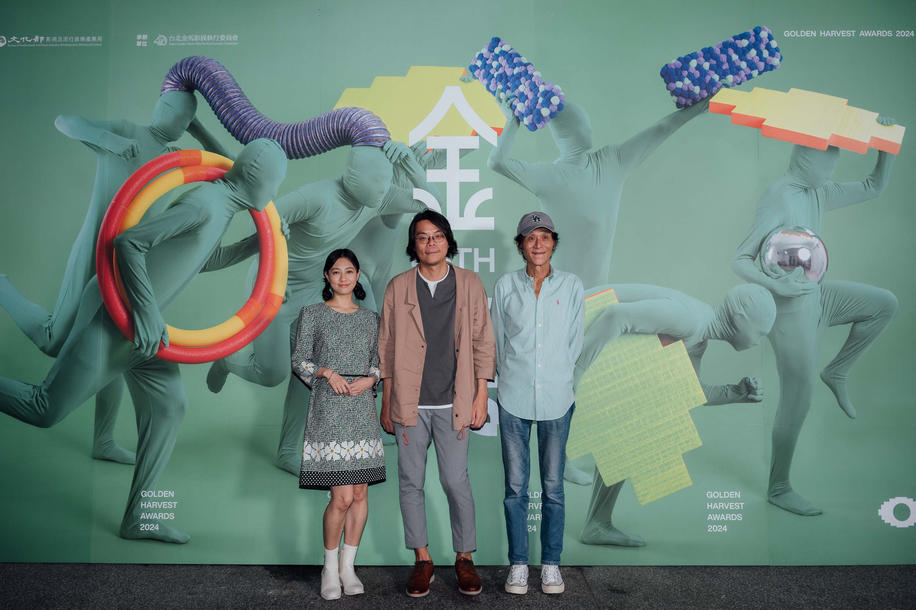 短片《來我夢中》代表王丁筑（左起）、導演林彣政、喜翔。（金穗獎提供）