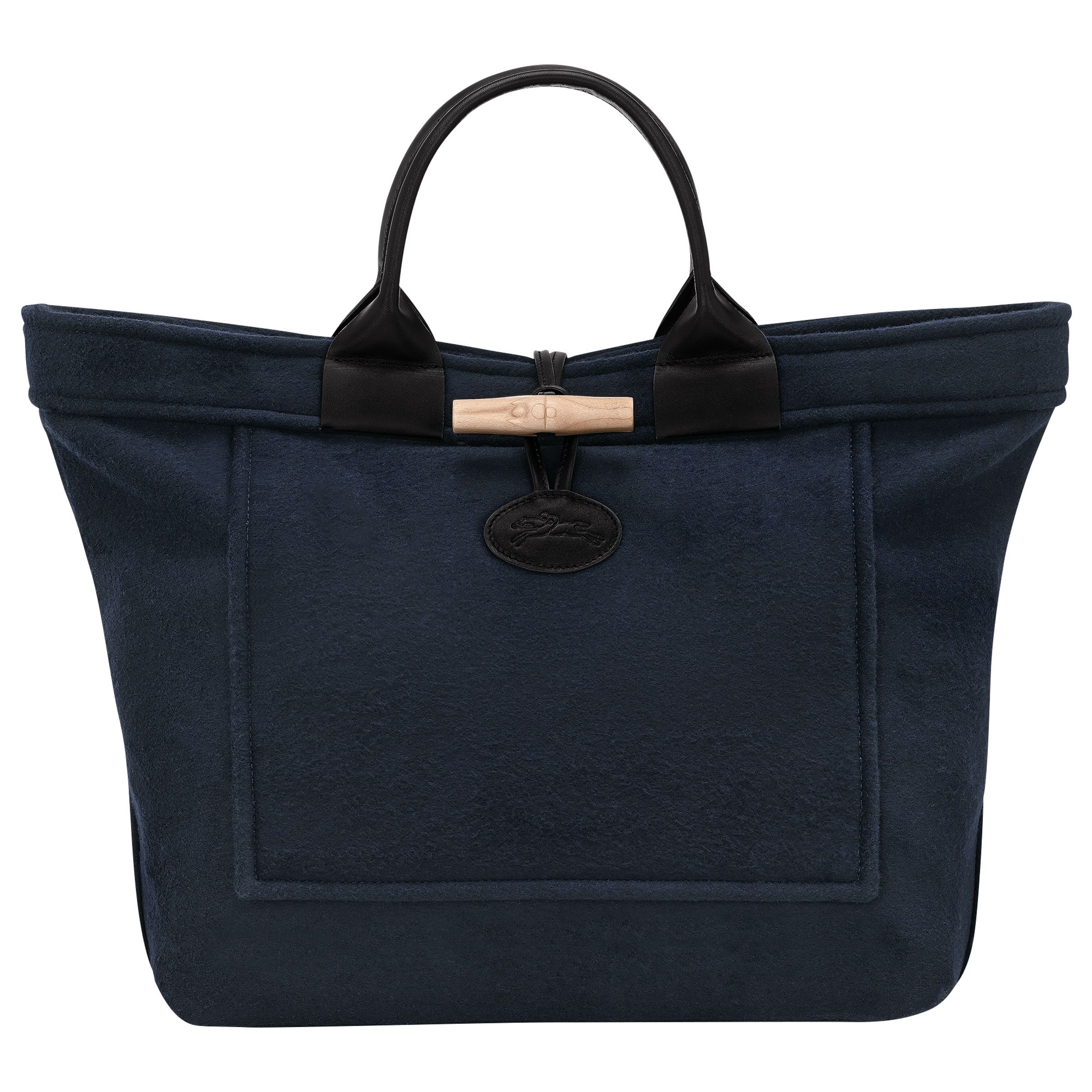 LONGCHAMP x GLOVERALL海軍藍色Le Roseau聯名包款。NT$24,900（LONGCHAMP提供）
