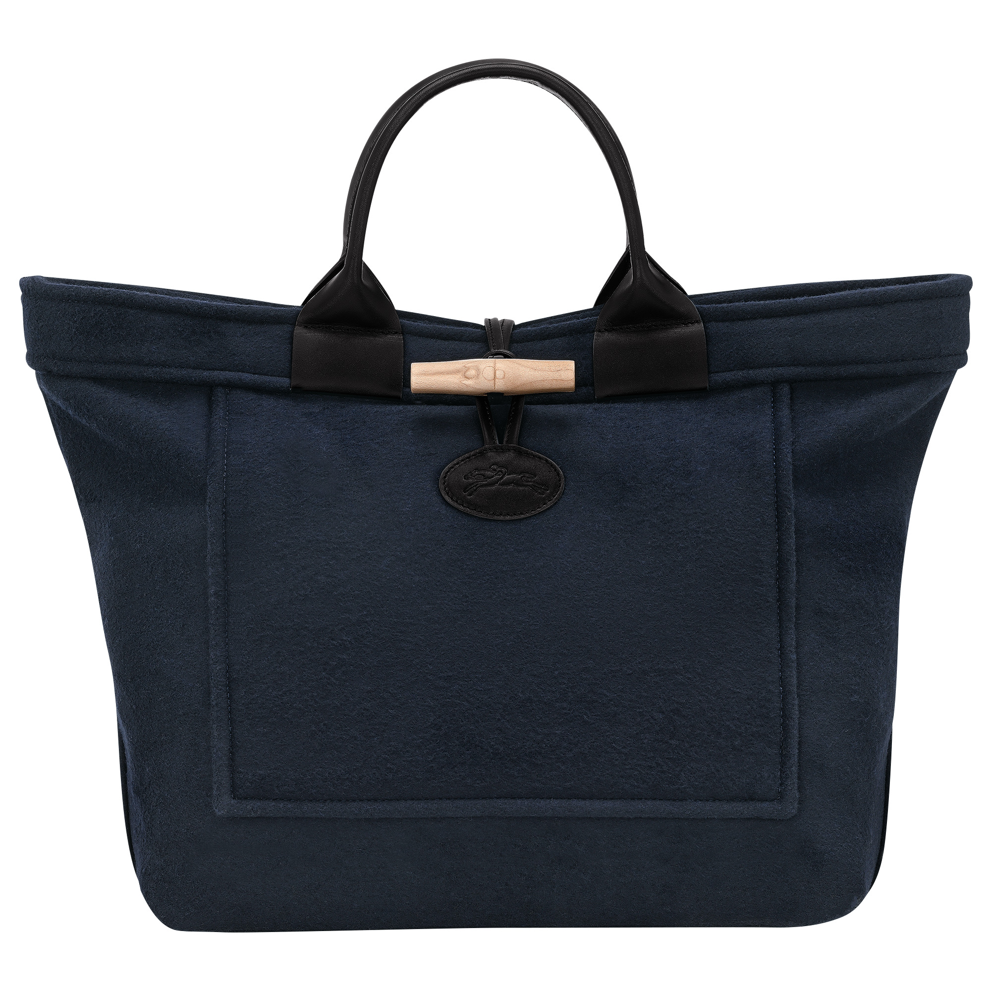 LONGCHAMP x GLOVERALL海軍藍色Le Roseau聯名包款。NT$24,900(LONGCHAMP提供)