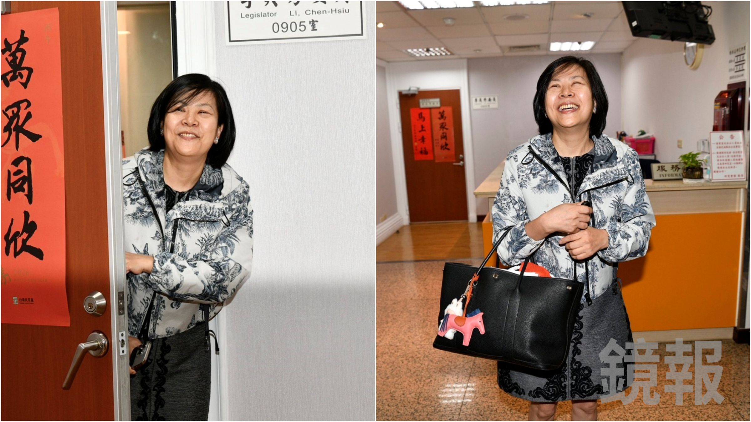 李貞秀遭開鍘後首度返回立院,奢華穿搭再次引發關注。(鏡報李智為攝)