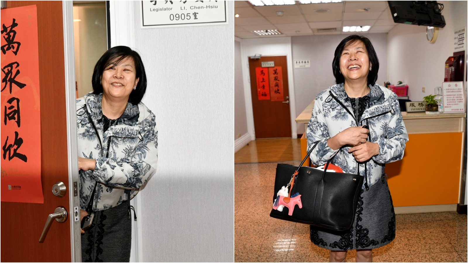 李貞秀遭開鍘後首度返回立院，奢華穿搭再次引發關注。（鏡報李智為攝）