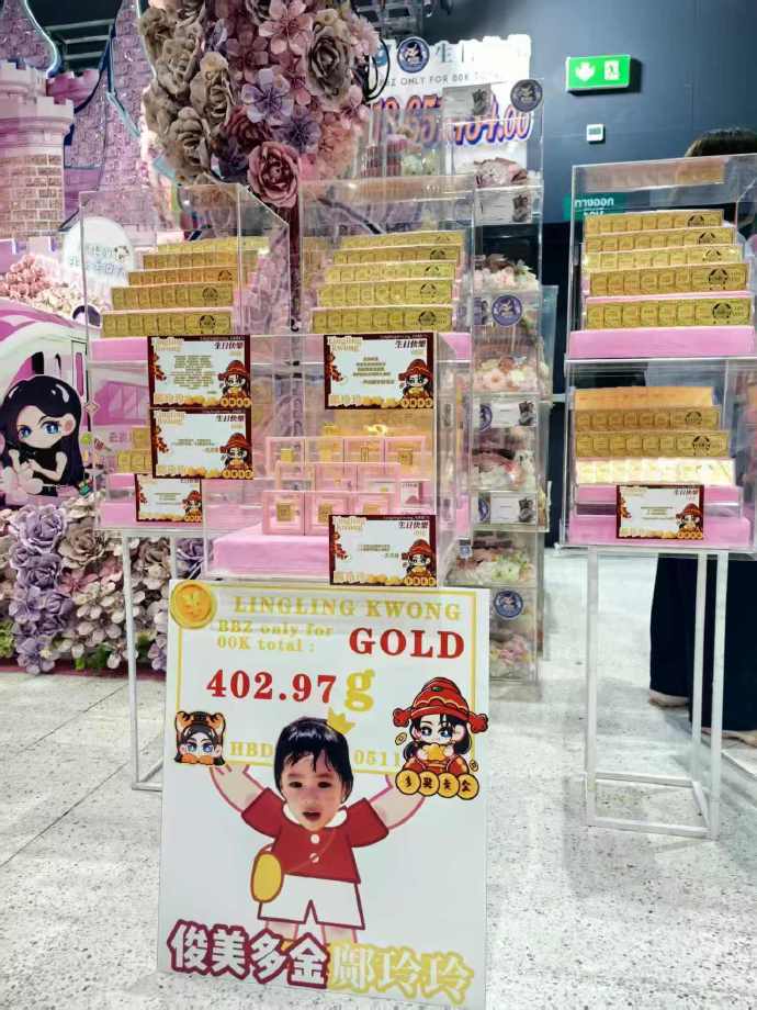 中粉粉絲站的400多克應援黃金。（翻攝自微博）