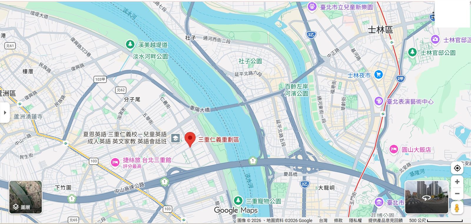 三重仁義重劃區與北士科僅隔一座重陽橋,憑藉完整街廓與成熟生活機能,近年成為雙北首購族熱門關注區域。(圖片翻攝自網路Google Maps)