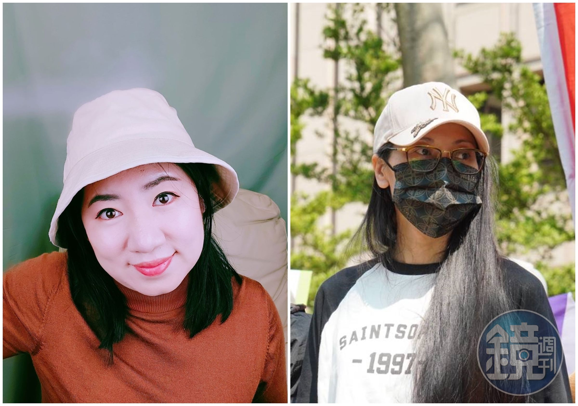 「焦慮主婦Lia」于利雅(左)今po文,指「亞亞」劉振亞(右)才來台灣幾年就學會了抗議、嗆政府,但她酸對方回去中國後,「這可別成了習慣,回娘家千萬不要這樣做喔」。(合成照,翻攝自于利雅臉書/本刊照片)