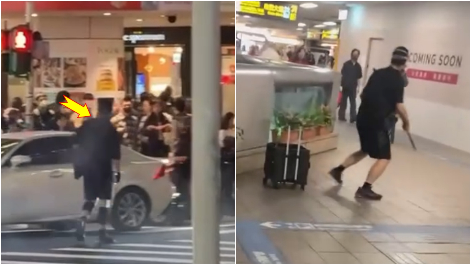 張文在北車犯案後，曾假裝路人混入人群。（翻攝畫面）