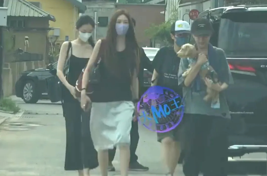 王菲的兩個同母異父女兒竇靖童（右2)與李嫣（左1）在雲南會合，同行還有竇靖童的同性密友宋妍霏（左2）相伴。（微博圖片）