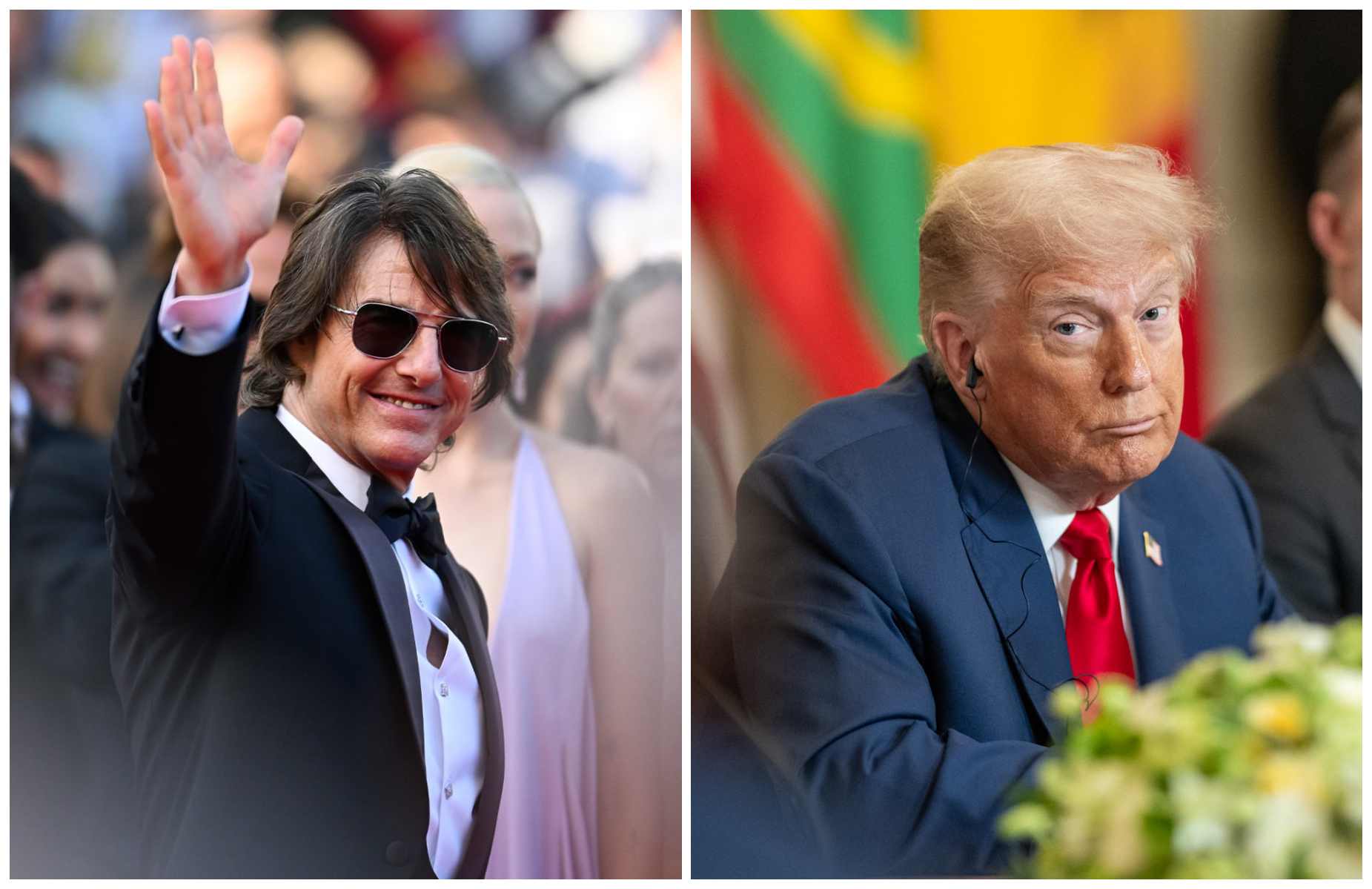 湯姆克魯斯（左圖）拒絕領受川普（右圖）頒發的甘迺迪中心榮譽獎。（翻攝tomcruise IG、The White House Flickr）