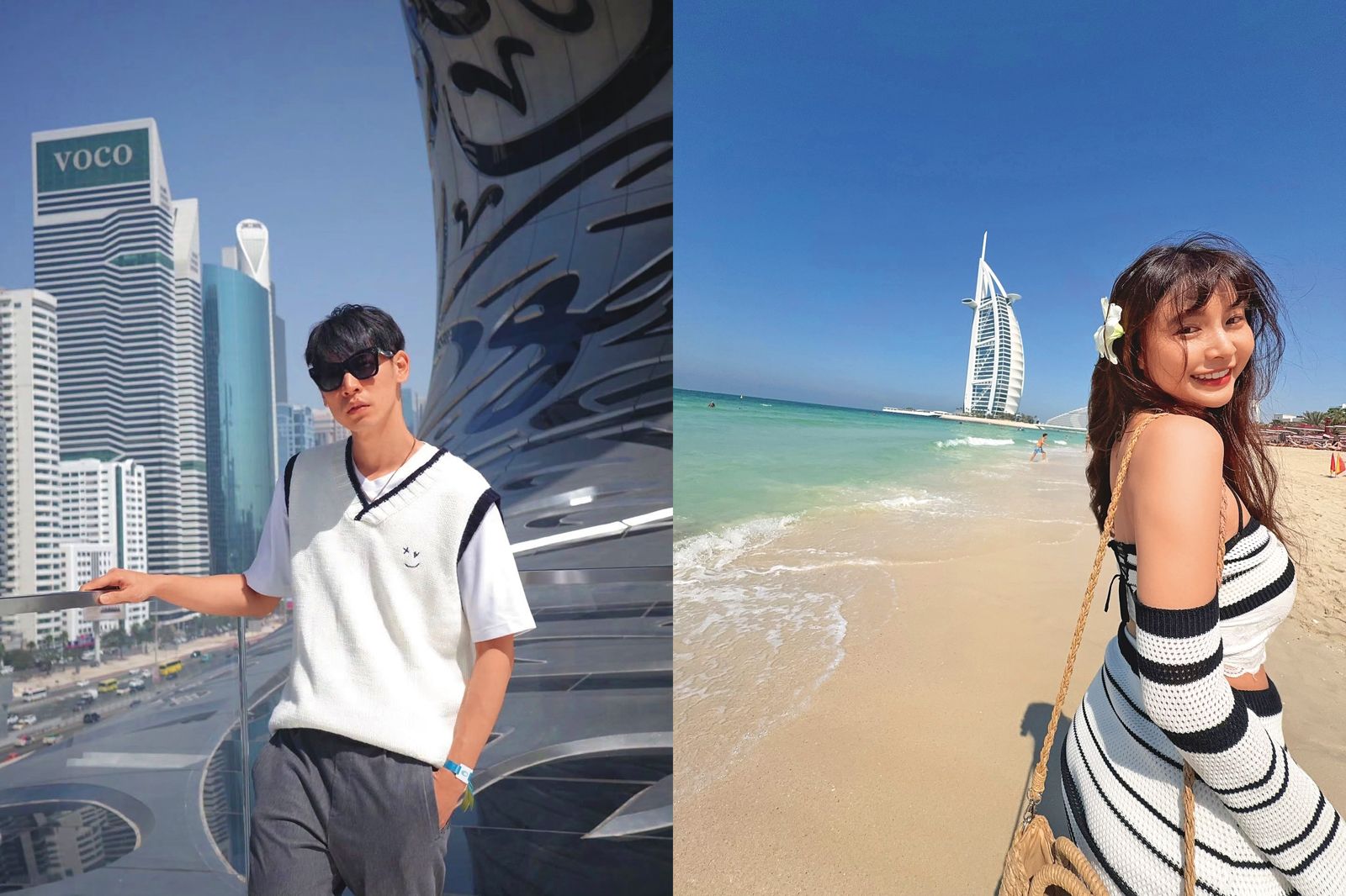 馮晨軒（左圖） 與孟潔（右圖）穩交至少5個月，今年 2月在杜拜求婚成功。（翻攝自馮晨軒、孟潔IG）