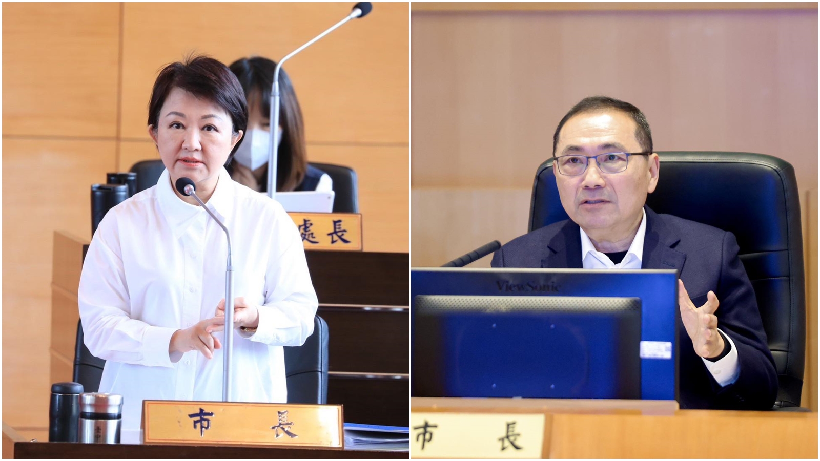 普發現金議題持續在全台發酵，盧秀燕微笑不回應，侯友宜則給出說明。（翻攝自臉書@侯友宜、盧秀燕）