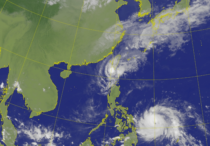 輕颱「天兔」以每小時9公里速度向東北轉東北東進行。（中央氣象署提供）