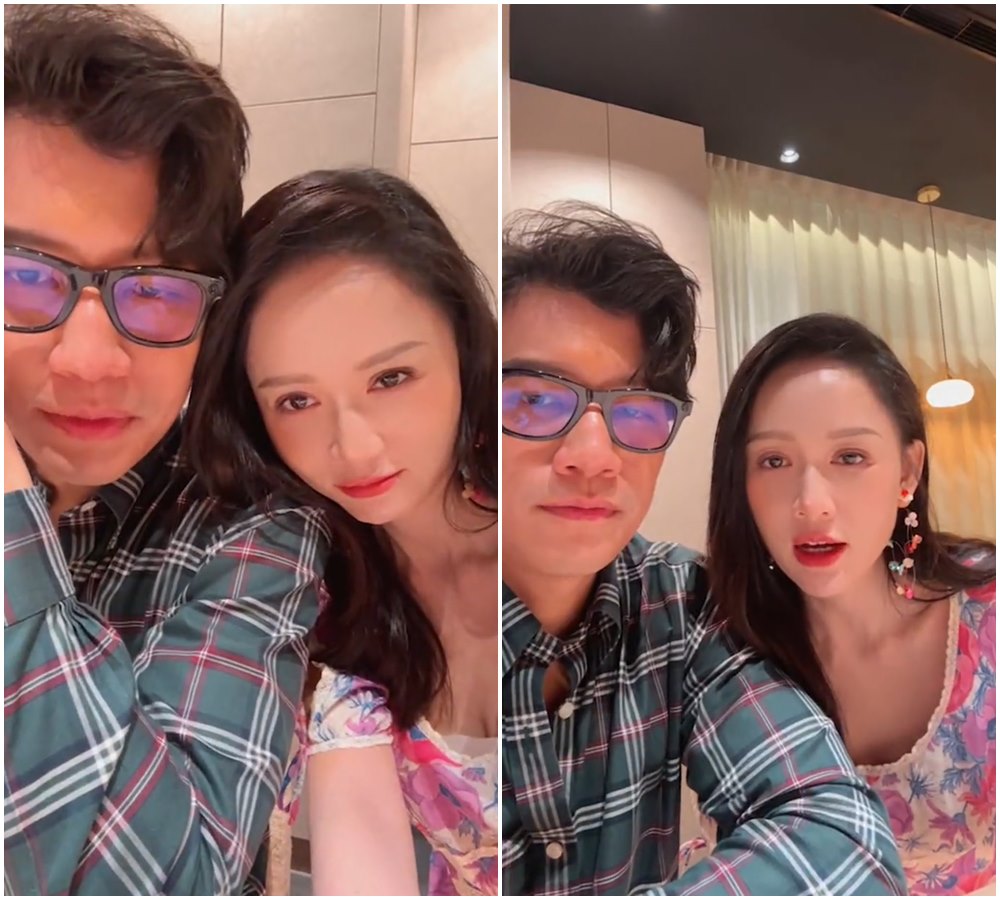 陳喬恩夫妻在等菜時,開直播與網友互動。(翻攝alan.chen._IG)