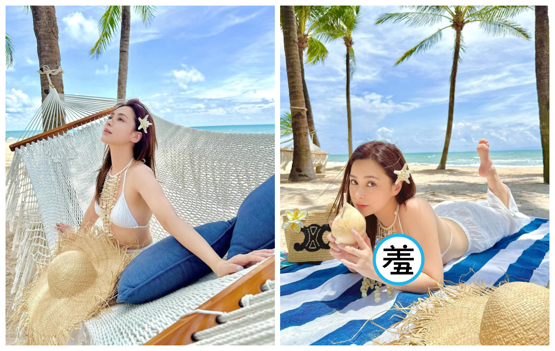 阿嬌罕見曬出比基尼辣照，大方曬出事業線。（翻攝q_gill IG）