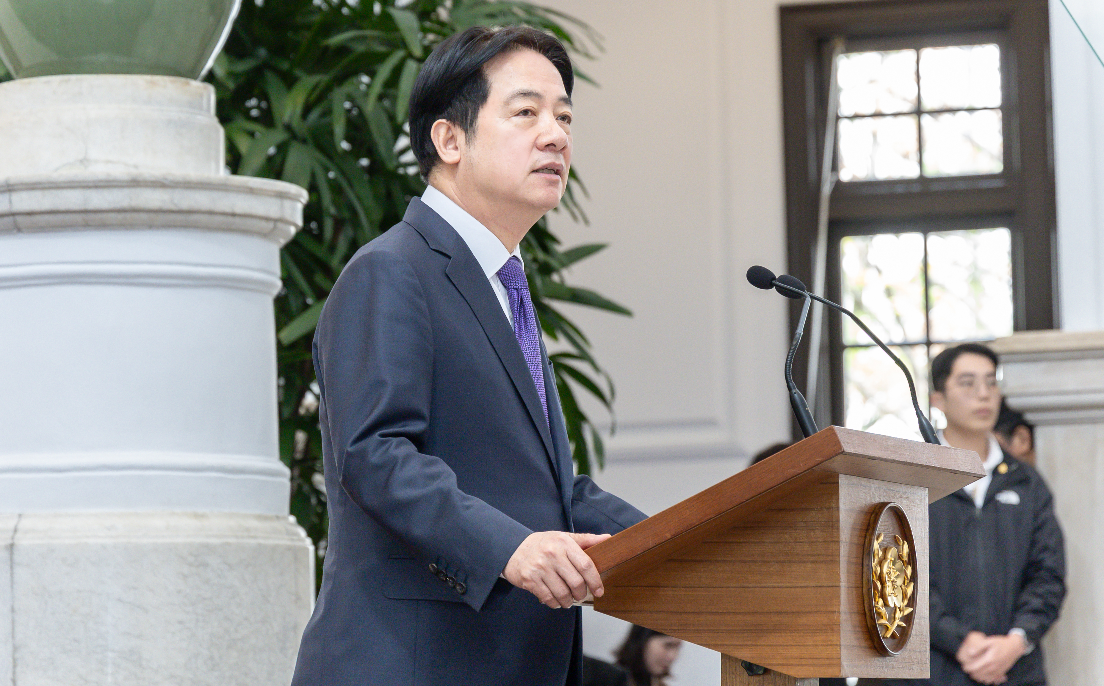 總統賴清德今在國安高層會議後主持記者會，說明因應川普上任後的台美關係策略方案。（總統府Flickr）