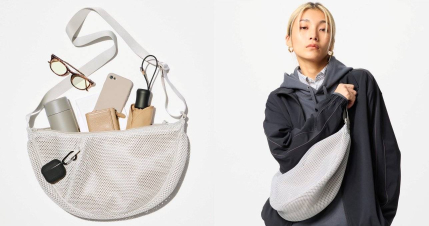 新款包包的外型引起網友熱議，網友直接笑稱「洗衣袋本人」。（翻攝自UNIQLO官網）