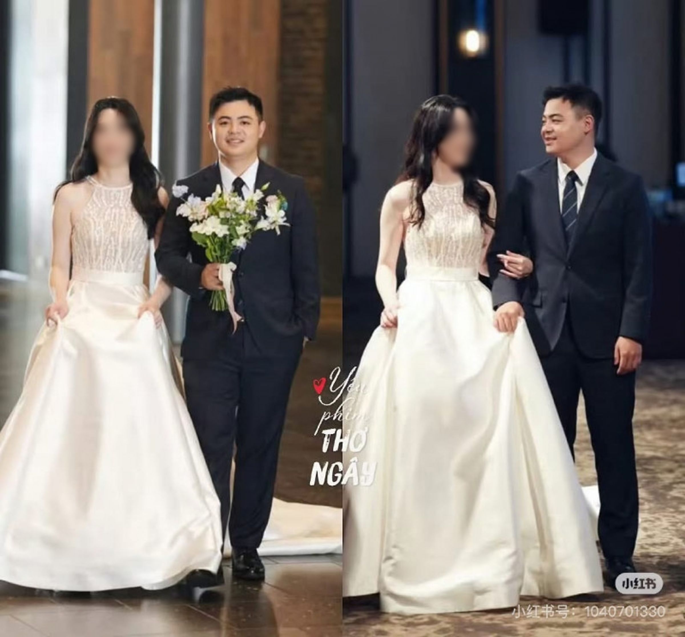 在《惡作劇之吻》中飾演裕樹的童星章柏翰長大,婚禮照片在網路上流傳。(翻攝自小紅書)