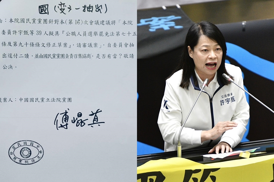國民黨立委許宇甄（右）等人日前提案修正《公職人員選舉罷免法》，有意提高罷免門檻，今其解釋修法初衷。（左圖翻攝自王定宇臉書）