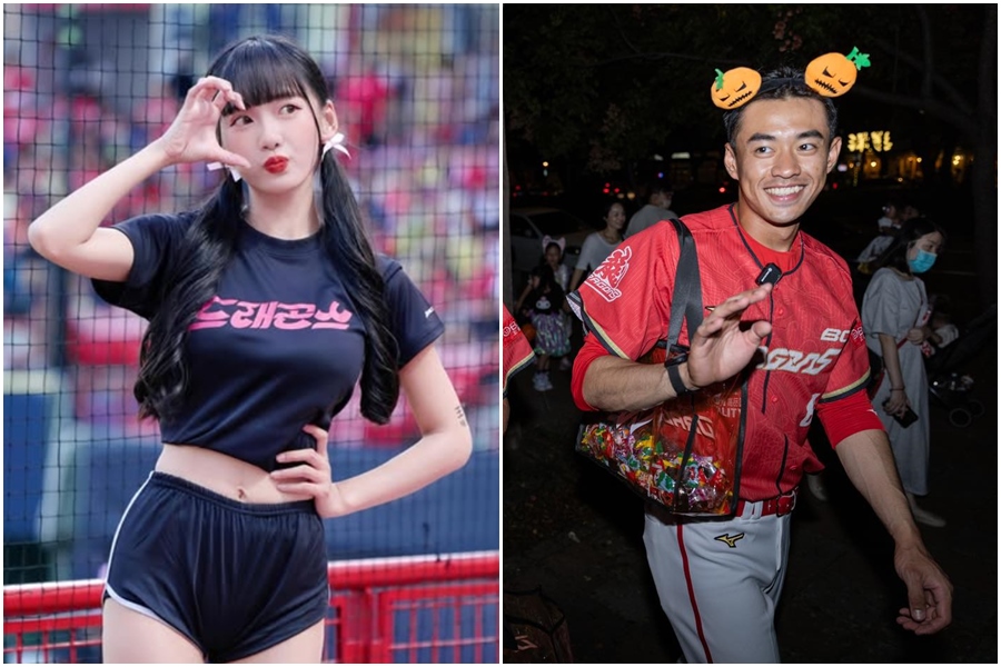 味全龍啦啦隊員昆娜與球員張祐嘉高調約會，女方今爆出早已祕婚輕艇國手，味全龍球團回應了。（翻攝自昆娜IG、味全龍臉書）