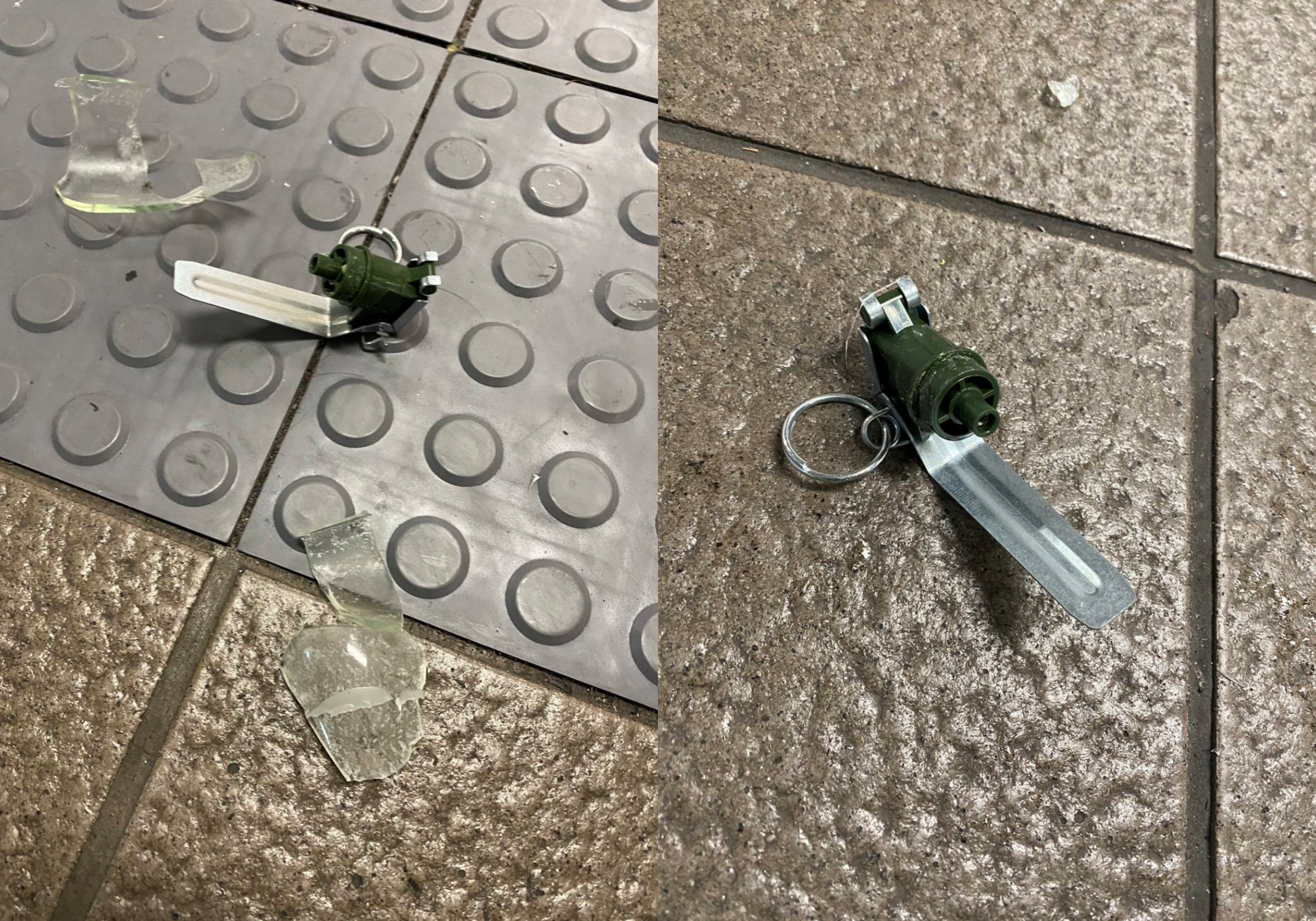 張文19日晚間在北捷M7出口投擲煙霧彈,並持刀隨機砍殺路人。(翻攝畫面)