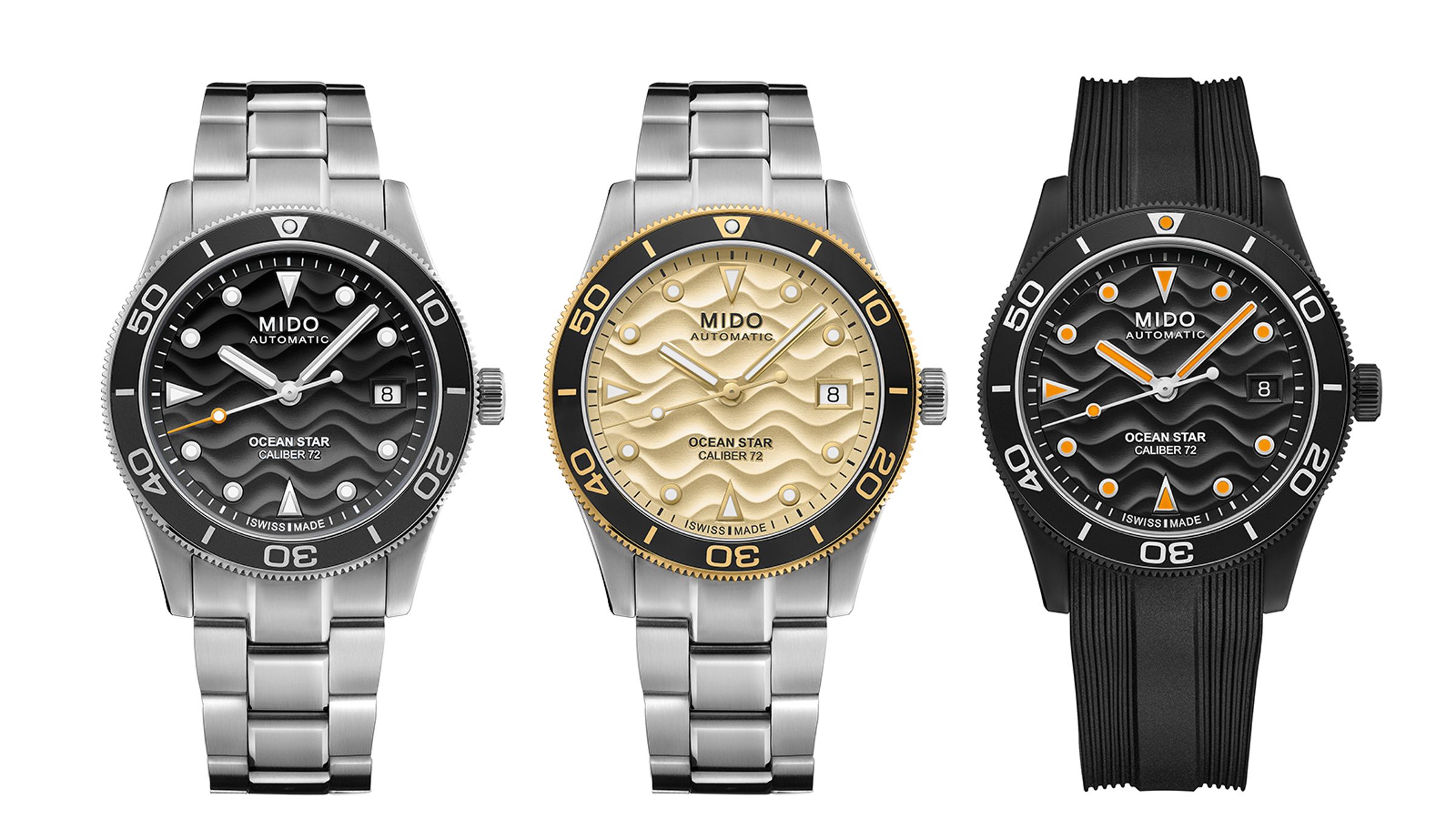 Ocean Star 39｜錶徑39mm／不鏽鋼材質／時、分、秒、日期指示／Calibre 72自動上鍊機芯／動力儲存約72小時／防水200米／定價NT$35,600（不鏽鋼）NT$38,200（黑色PVD不鏽鋼）