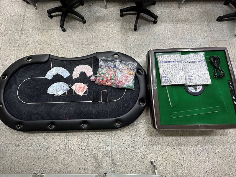 警方查扣賭資、賭具，訊後依賭博罪嫌將負責人與員工移送法辦。（警方提供）