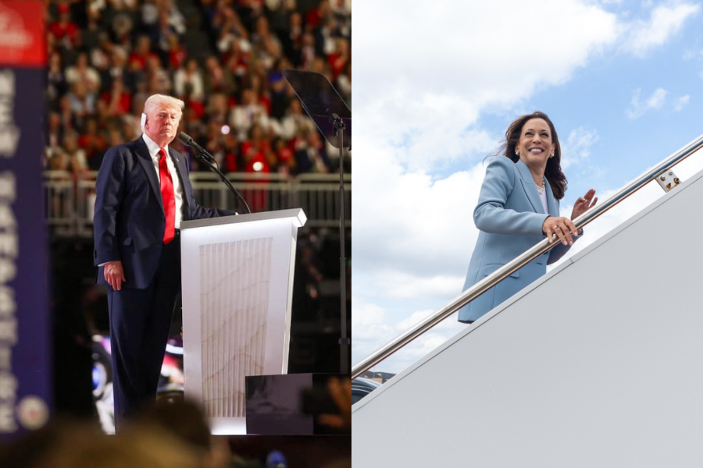 川普(左)與賀錦麗(右)的辯論之戰訂於9月10日舉行。(翻攝自Donald J. Trump、Vice President Kamala Harris臉書)