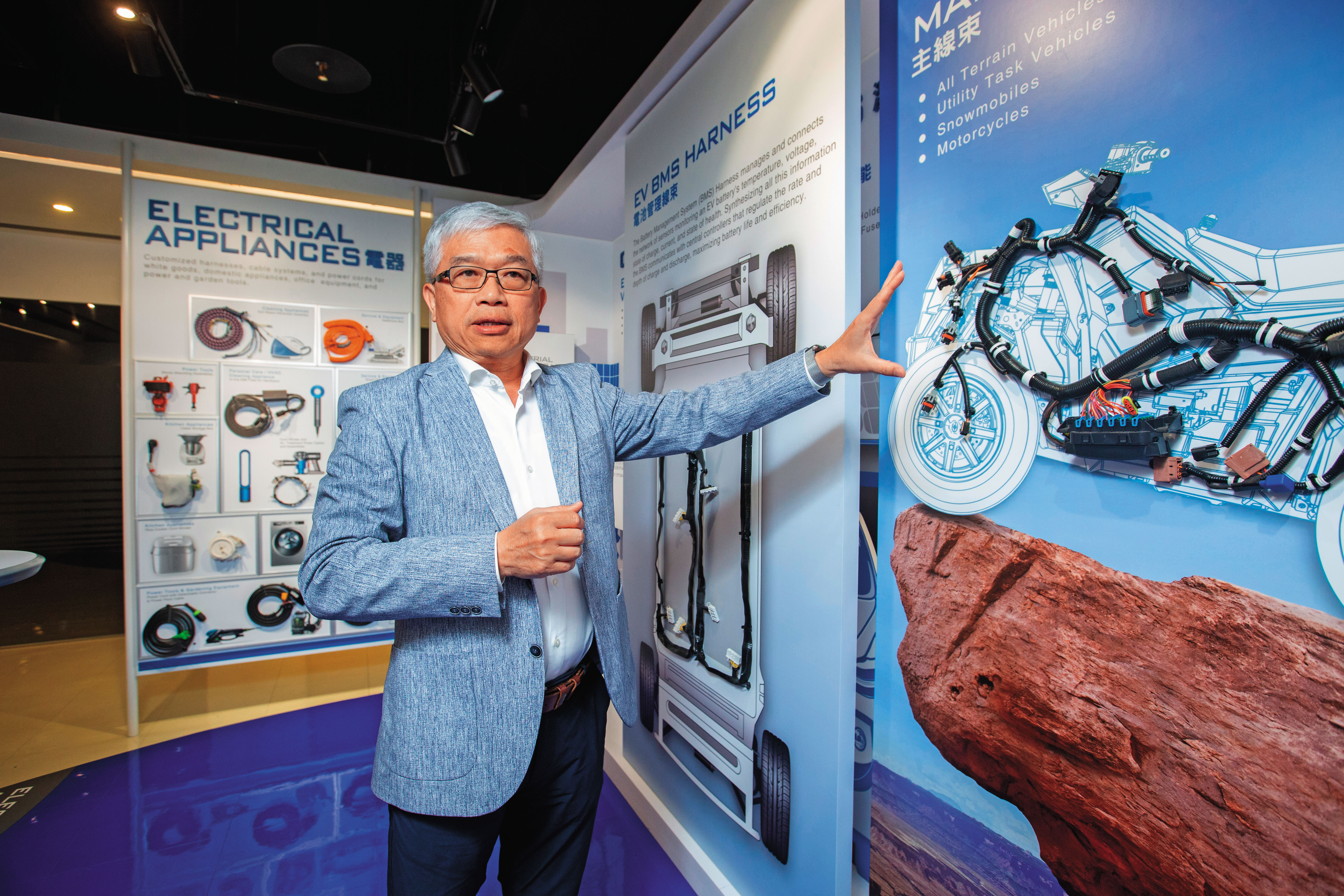 聯董事長梁華哲創立貿聯24年，靠技術與併購擴張全球市場，將其連接器與線束滲透進不同應用領域。