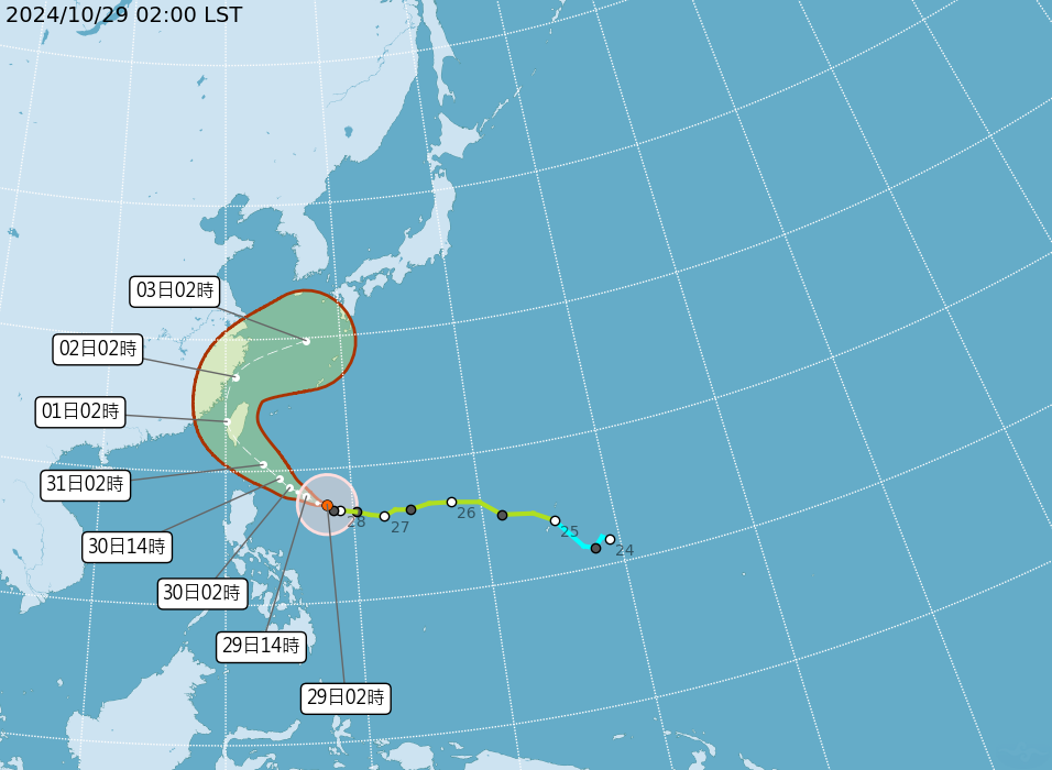 康芮轉中颱，最新路徑曝光。（中央氣象署提供）