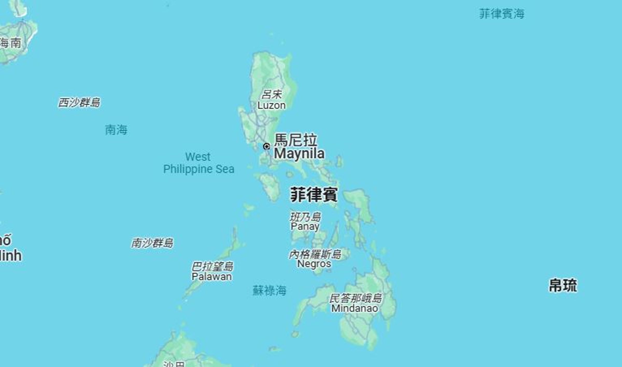 Google地圖部分南海改標「西菲律賓海」，中國回應冷處理。（翻攝Google Maps）