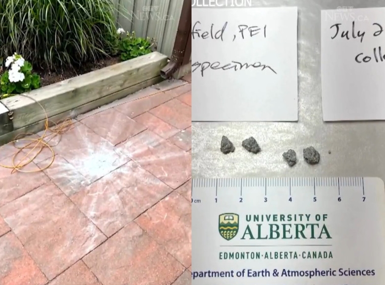 加拿大一處民宅拍到隕石撞擊畫面，是全球首度同時錄到畫面與撞擊聲。（翻攝X@MariettaDaviz）