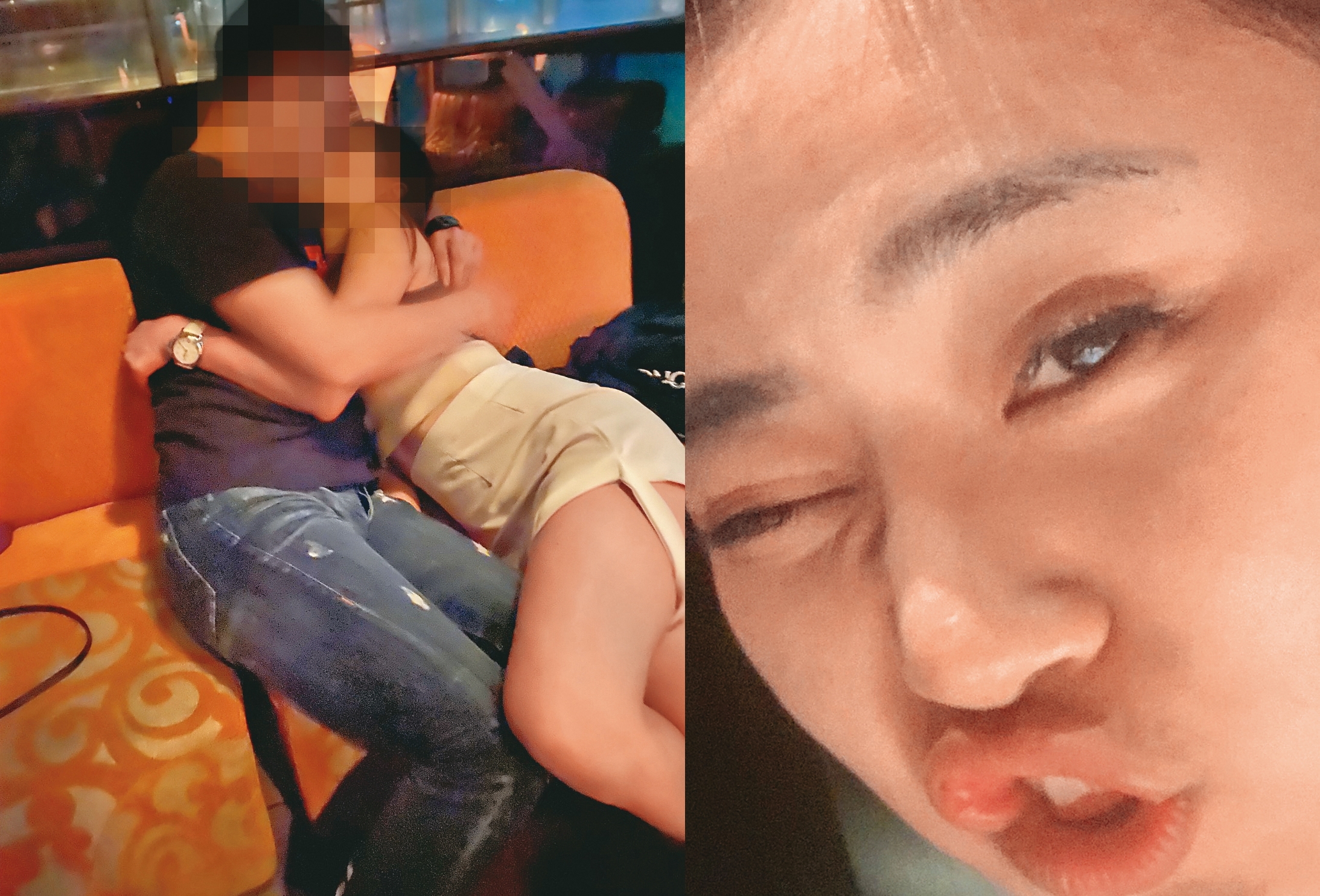 李郁涵和媒體高層在夜店擁吻照曝光,不只如此,李郁涵喝醉的照片被友人流出。(讀者提供)