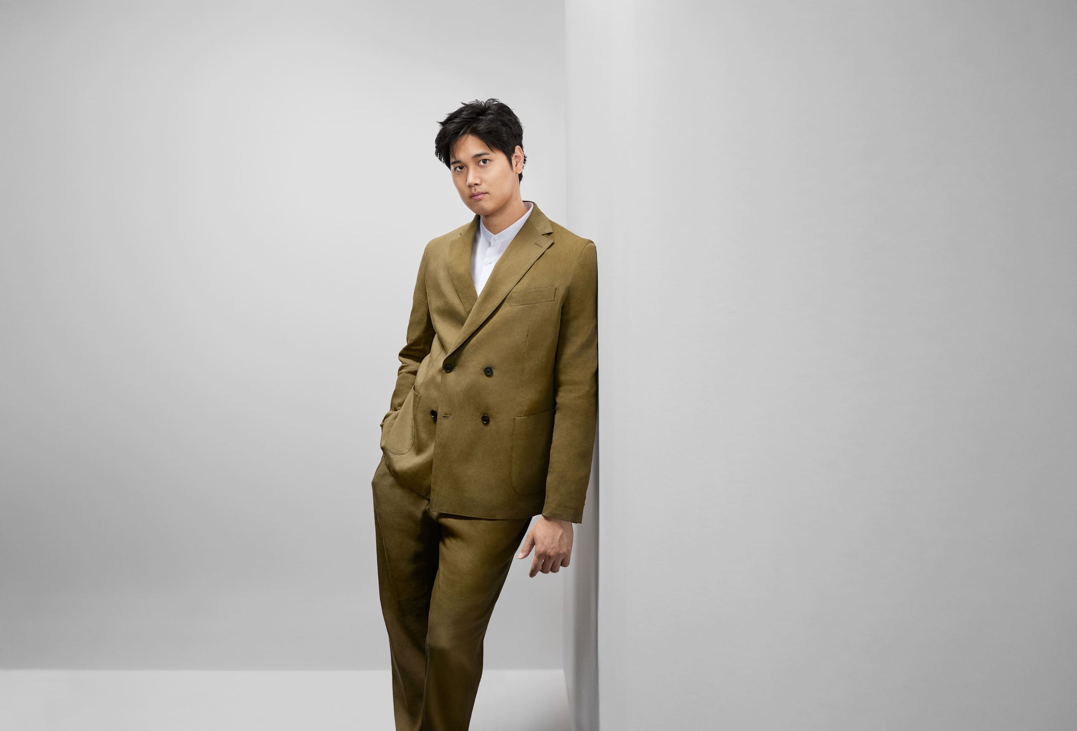 大谷翔平演繹2025春夏BOSS SELECTED BY SHOHEI OHTANI廣告企劃。（BOSS提供）