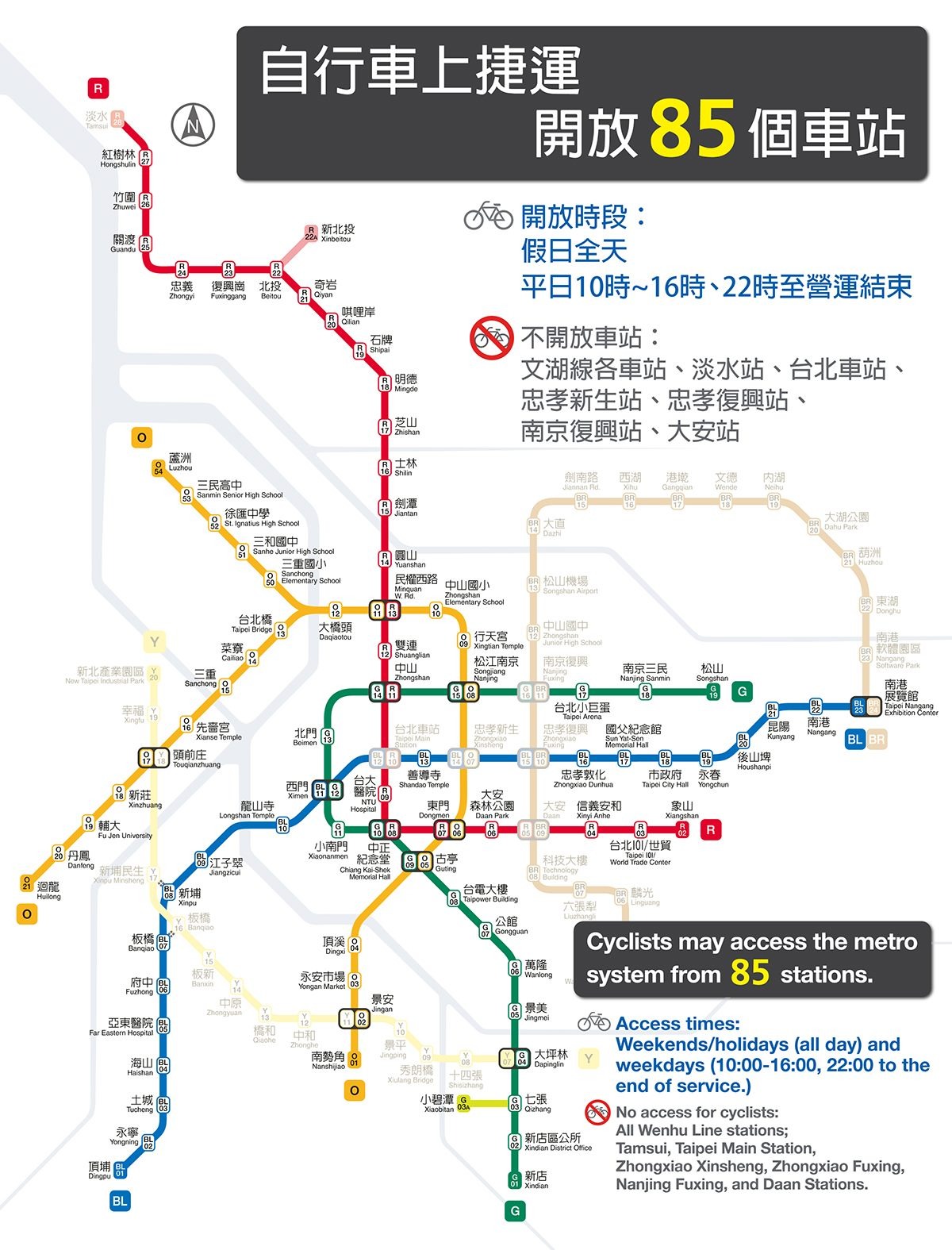 北捷對於自行車有明確規定。（翻攝自北捷官網）