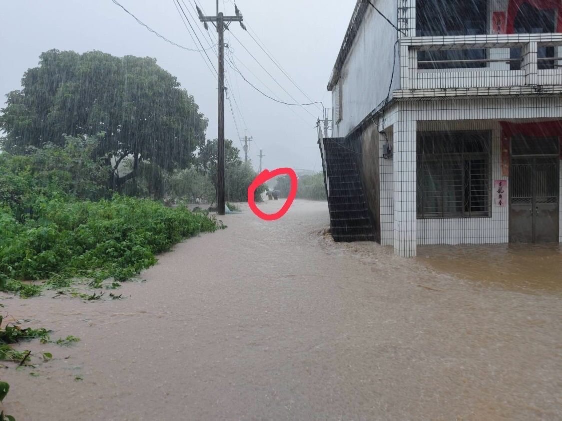 新北市金山區4日暴雨釀成溪水暴漲，一對夫妻涉水返家時被湍急水流沖走雙亡。（翻攝threads）