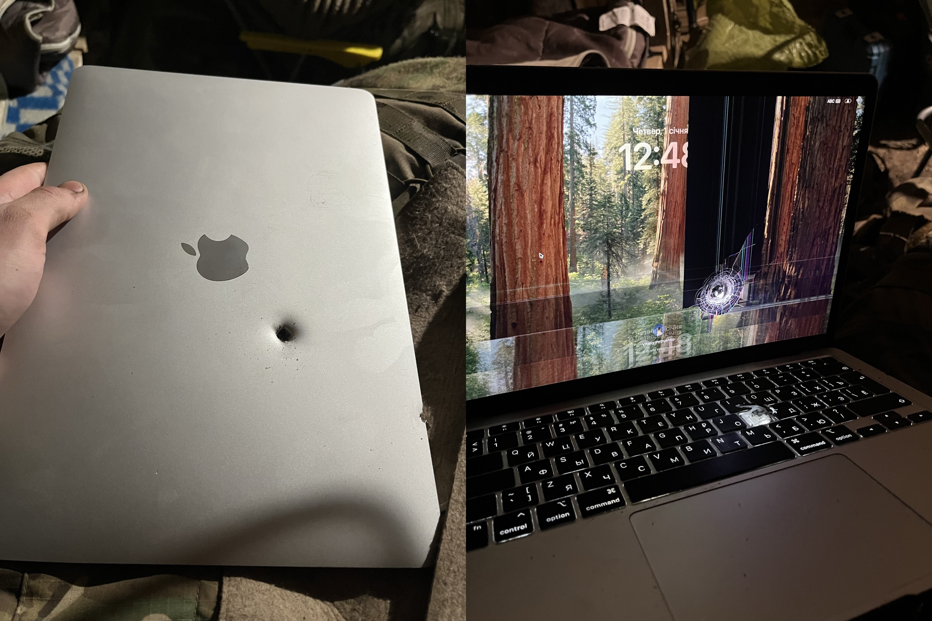 這台MacBook Air,竟然救了烏克蘭士兵一命。(翻攝自X@lanevychs)