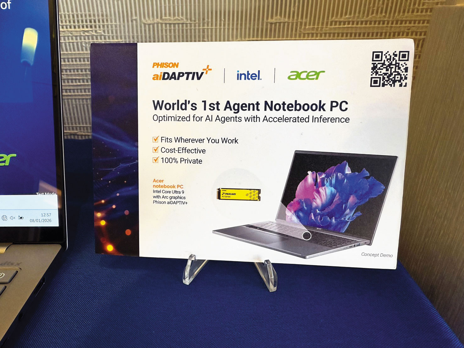 群聯今年於CES展出多項與PC品牌合作、採用自家產品的AI PC方案。（翻攝群聯臉書）