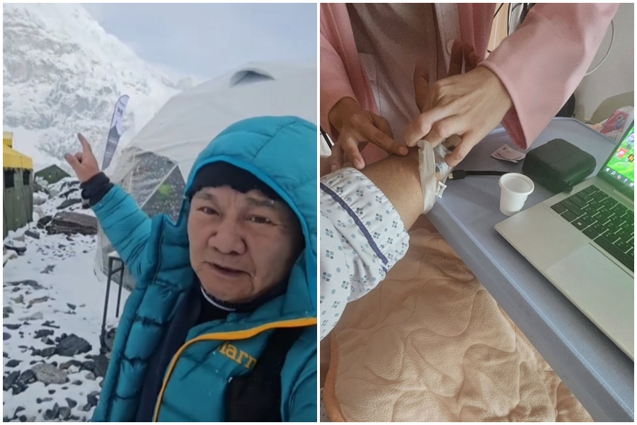 資深主播眭澔平日前以65歲高齡攀登聖母峰氣喘吁吁，後因高山症引發腦水腫回台治療。（翻攝自眭澔平臉書）
