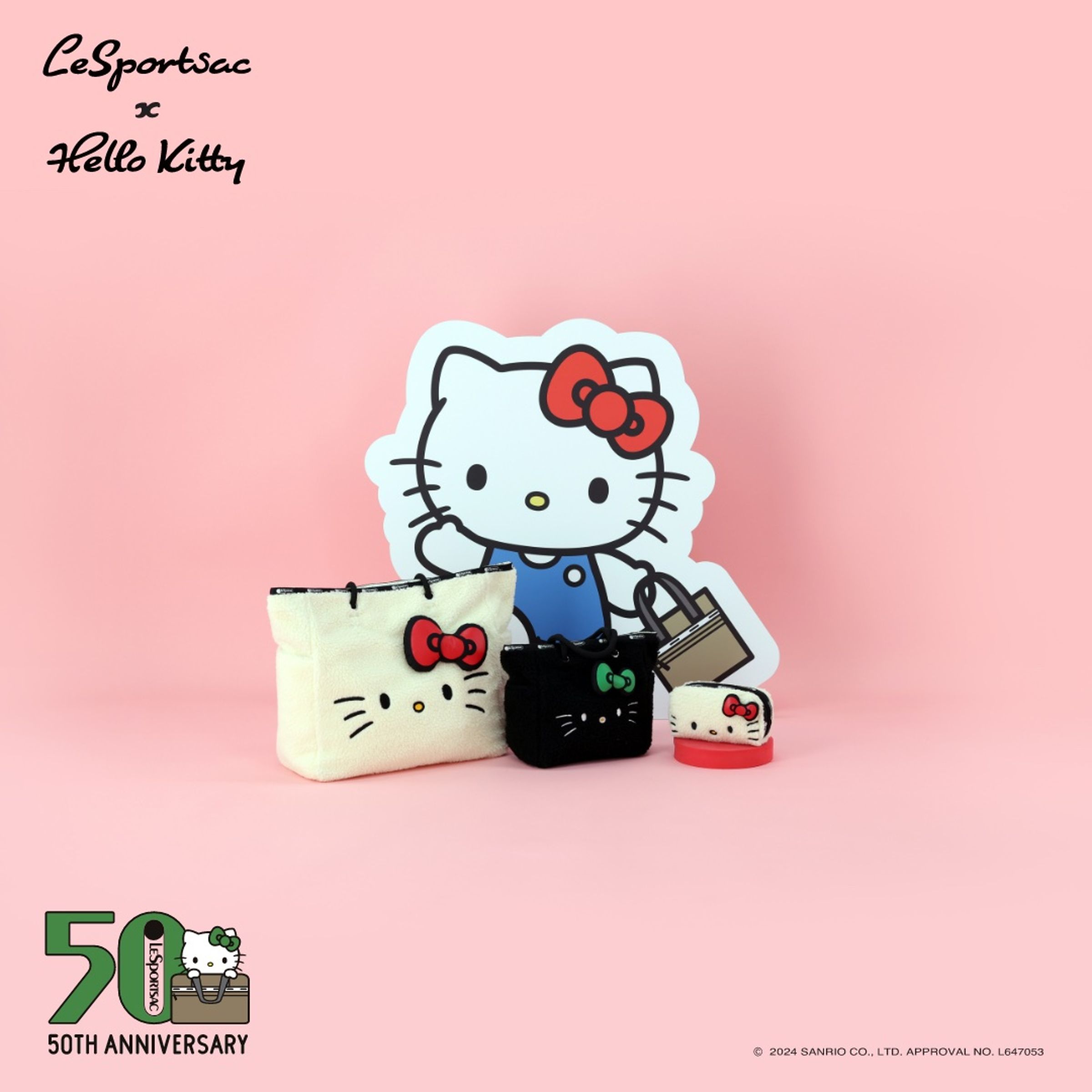 LeSportsac x Hello Kitty聯名系列一同歡慶兩個品牌的50週年。(藍鐘提供)