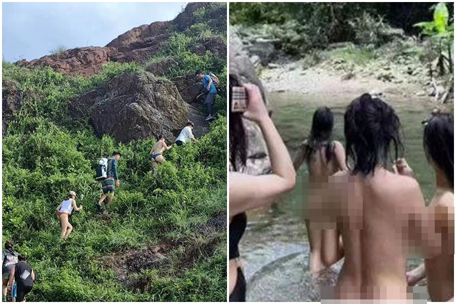 最近中國網路瘋傳一系列火辣登山照片，讓大票人搶著加入。（翻攝自X）