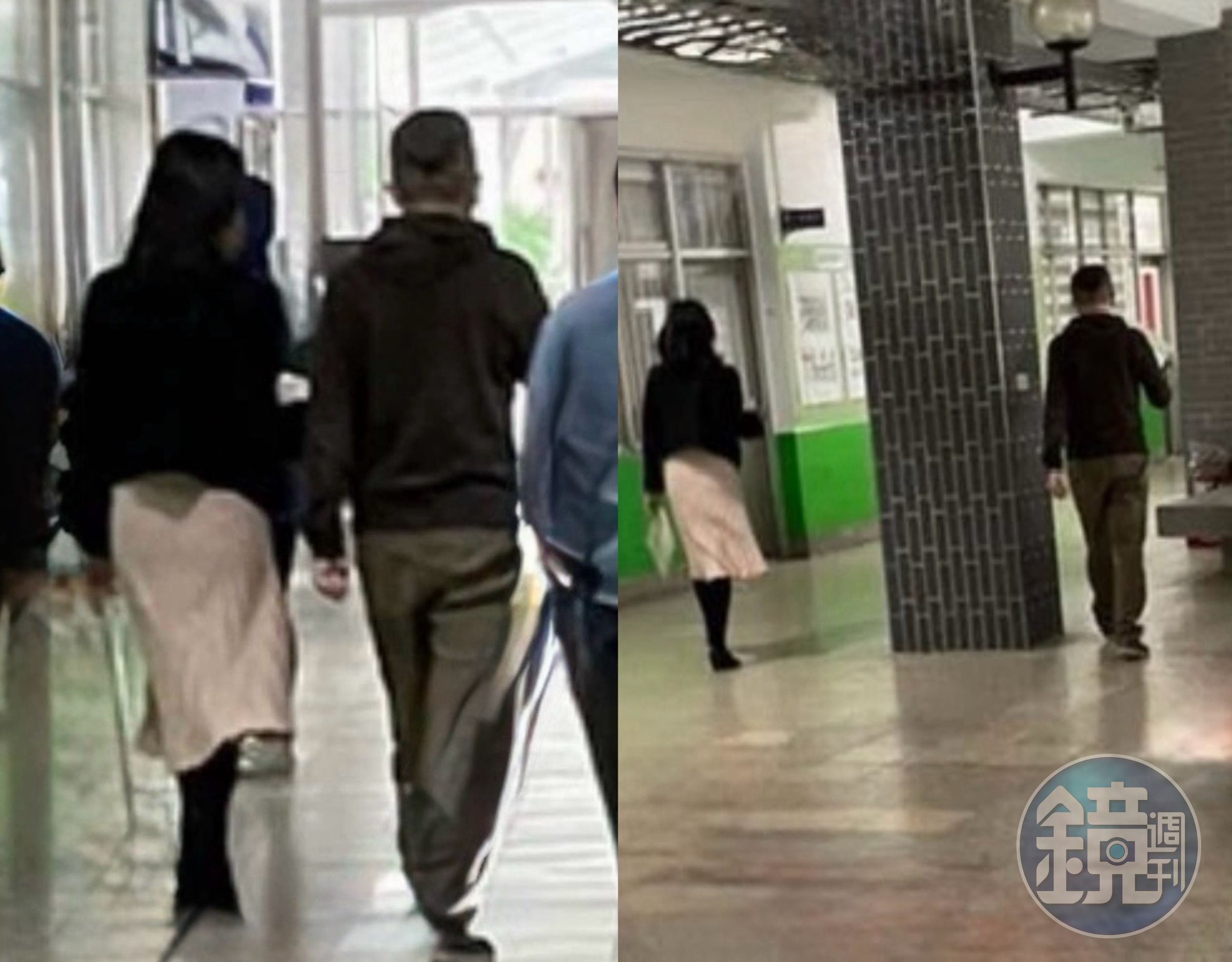 W師與L師傳出不倫戀後,二人仍不避嫌在校園內同進同出。(讀者提供)