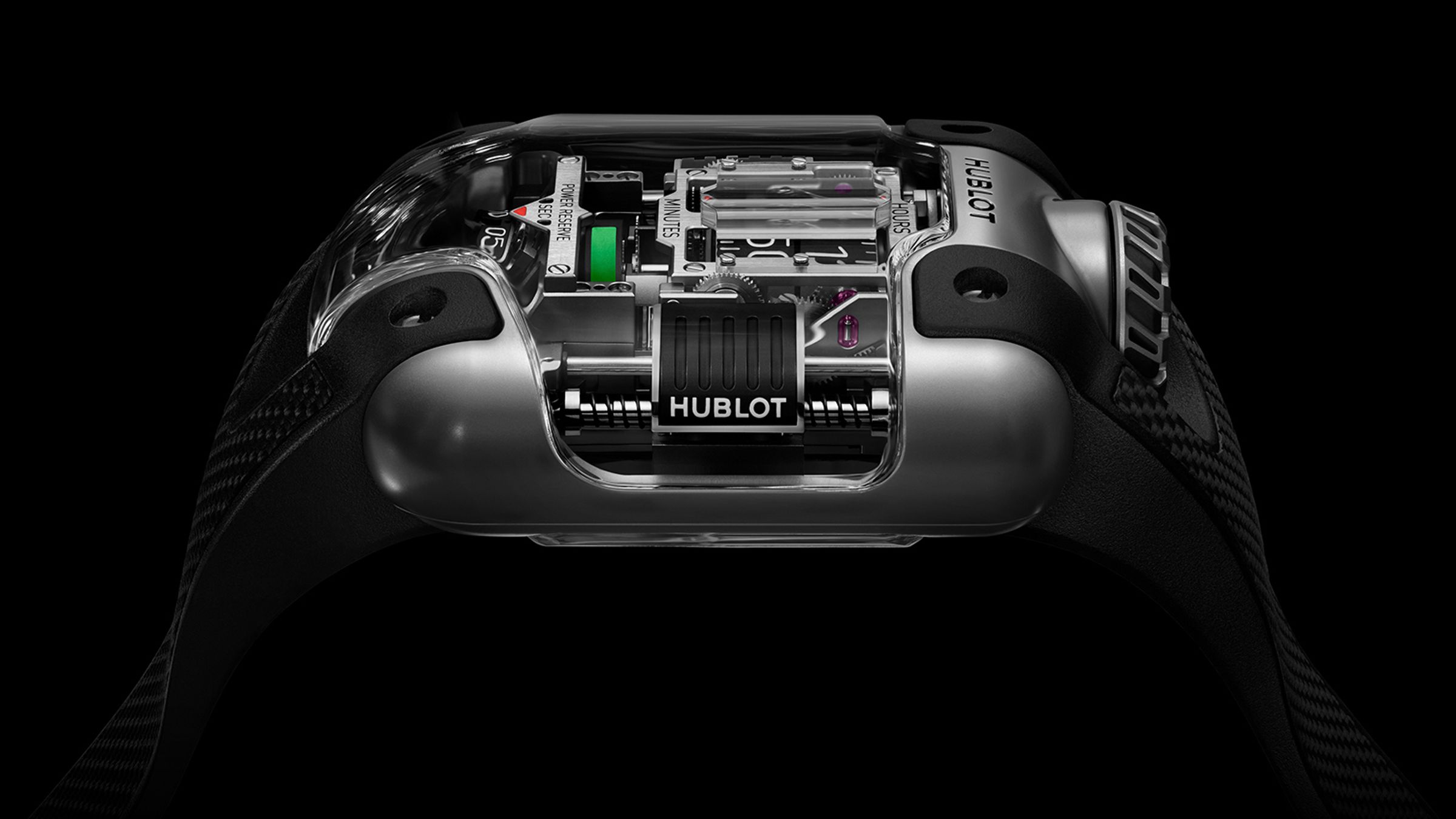 HUBLOT MP-10雙垂直上鍊陀飛輪鈦金腕錶｜錶徑51.5 X 41.5mm／鈦金屬材質／時、分、小秒指示；飛行陀飛輪裝置；動力儲存顯示／HUB9013自動上鍊機芯／動力儲存約48小時／防水約30米／定價NTD 8,175,000（限量50只）