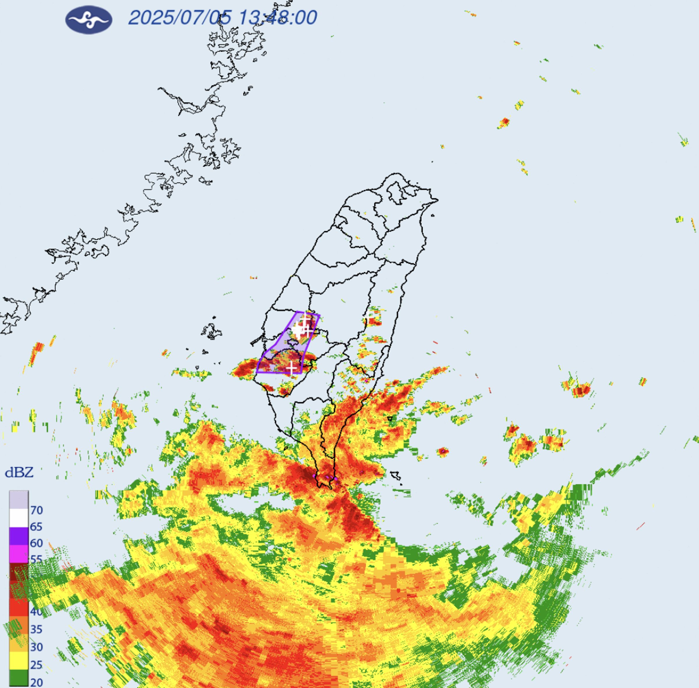 氣象署針對6縣市發大雷雨即時訊息。(氣象署提供)