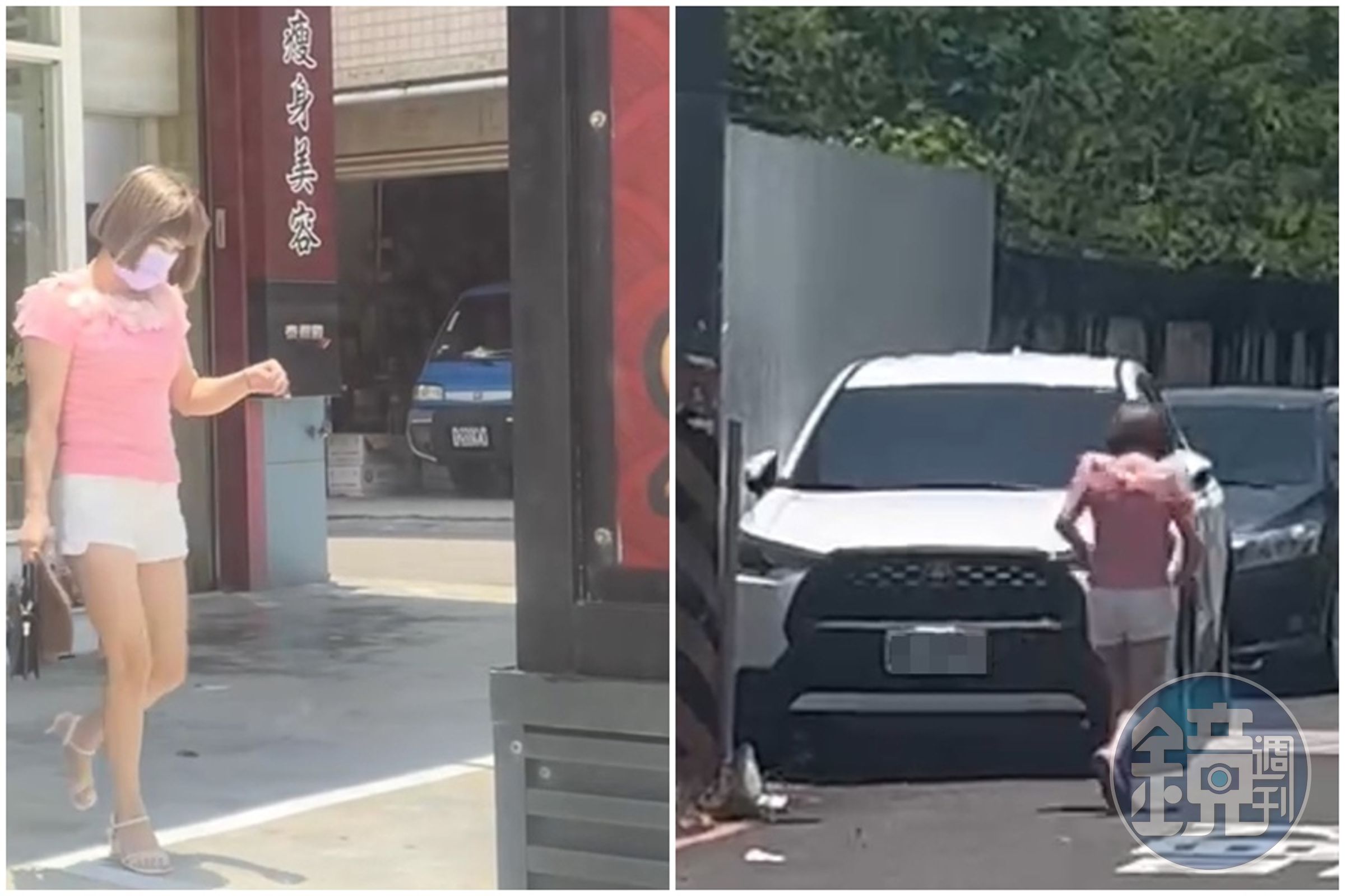 中配女子身材曼妙,小跑步上了主任的座車。(讀者提供)