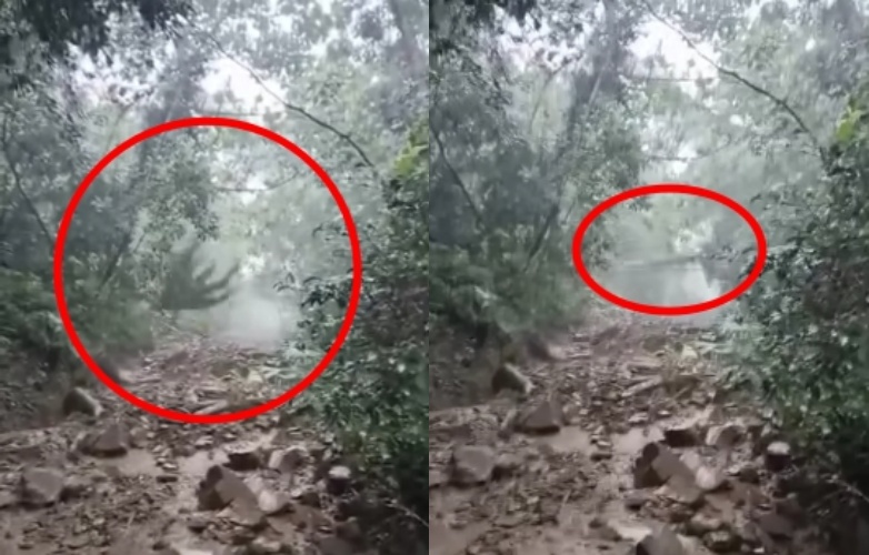 怪手司機在道路搶修中直擊土石流畫面，民眾為其勇氣與辛勞致敬。（翻攝自爆料公社）