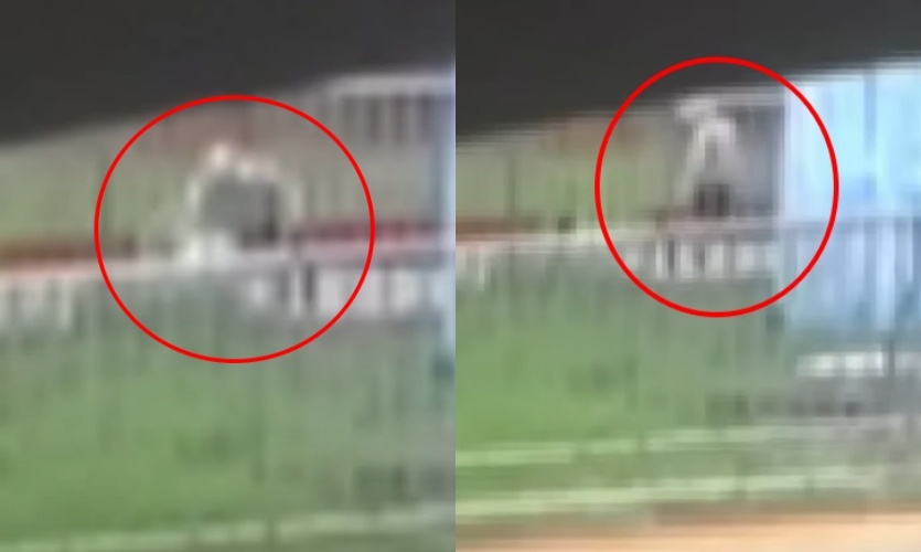 目擊婦人回憶，先看到情侶安靜坐在路邊，不料才過幾分鐘再回頭，女大生已遭砍殺慘死，現場血跡斑斑。（翻攝畫面）