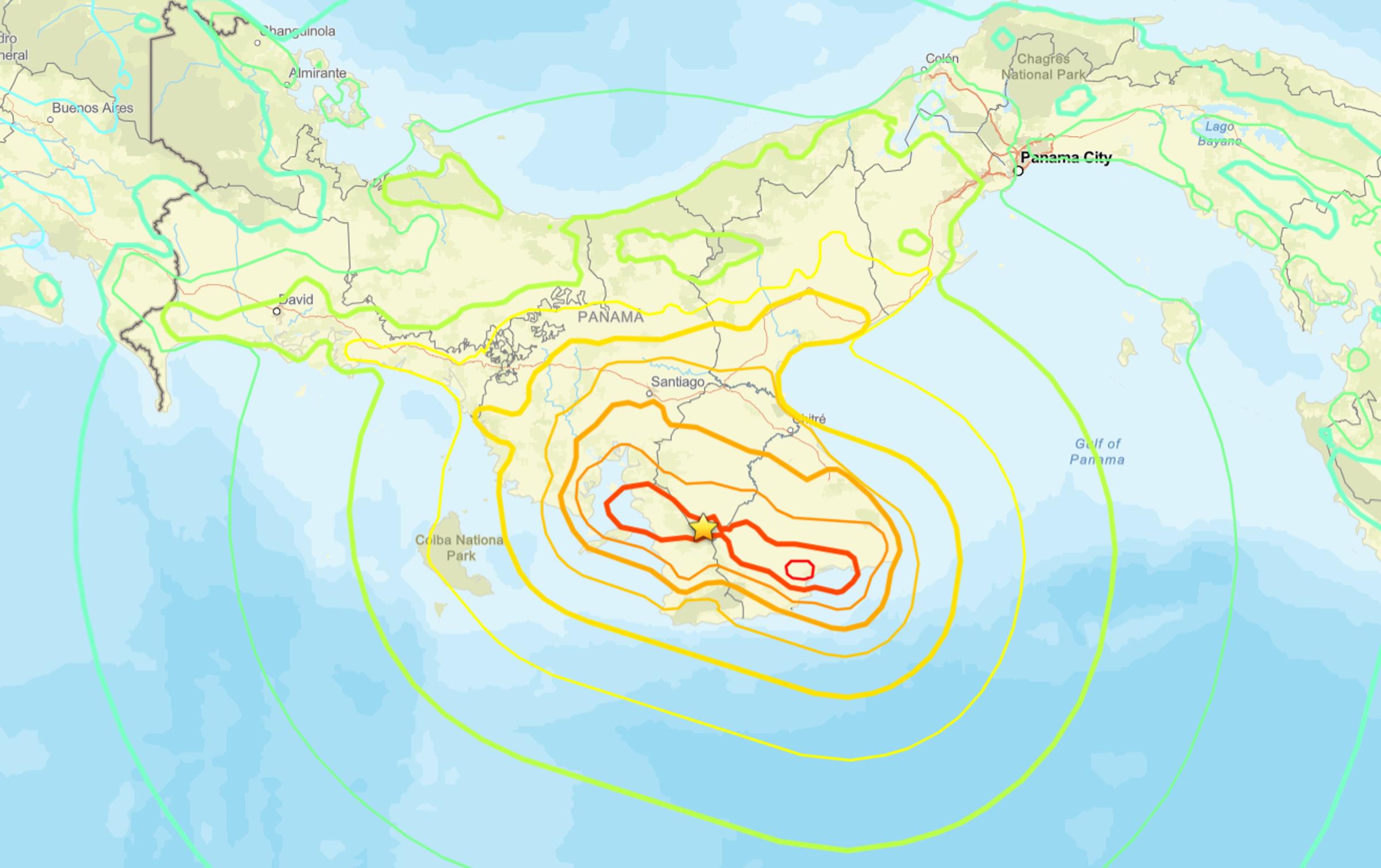 巴拿馬當地時間9日上午發生規模7.7強震。(翻攝USGS)