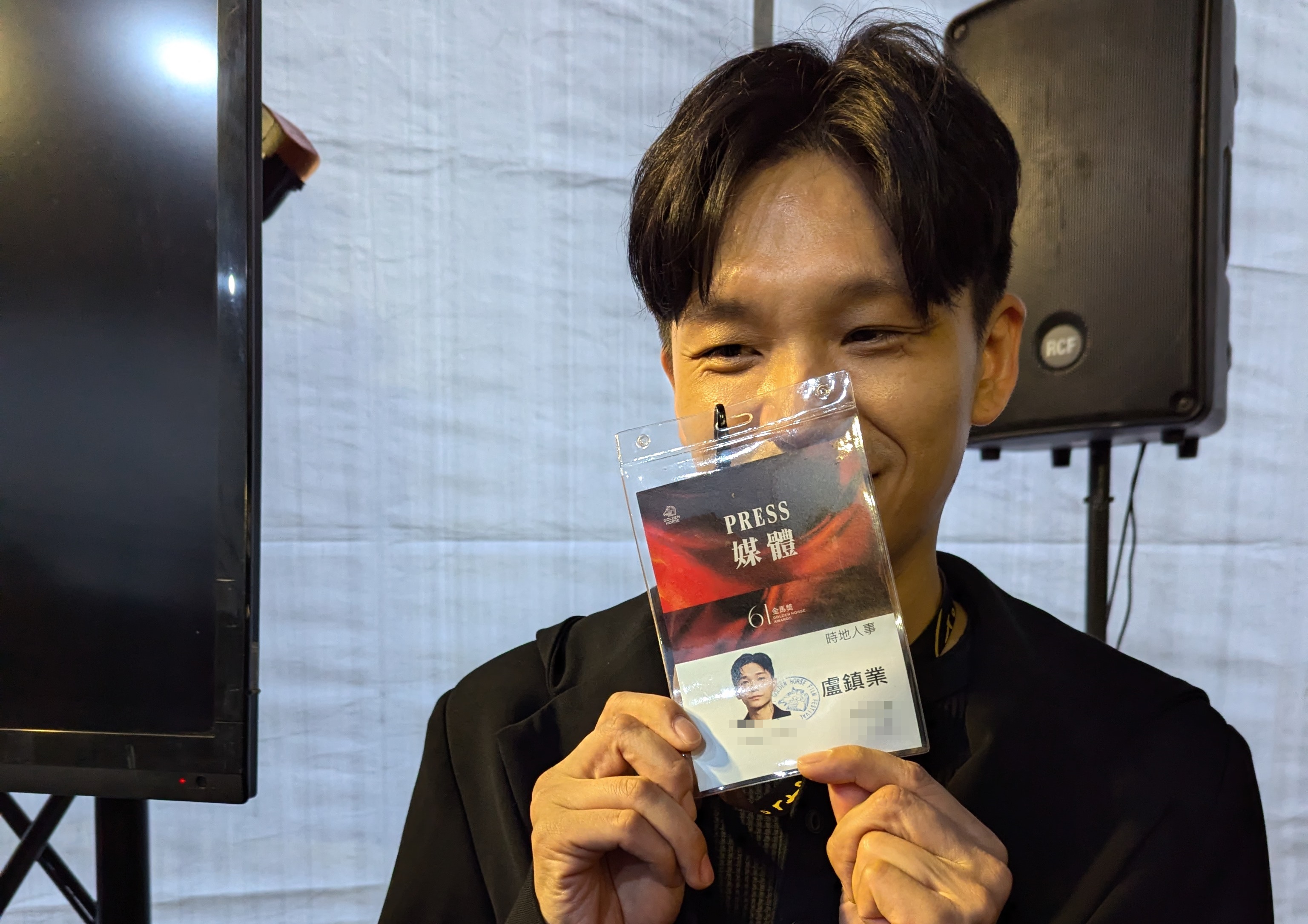 港星盧鎮業來台參加金馬影展外還報名採訪，中間還被cue去當粵語翻譯，成為他此次來台的一段小插曲。（攝影娛樂組）