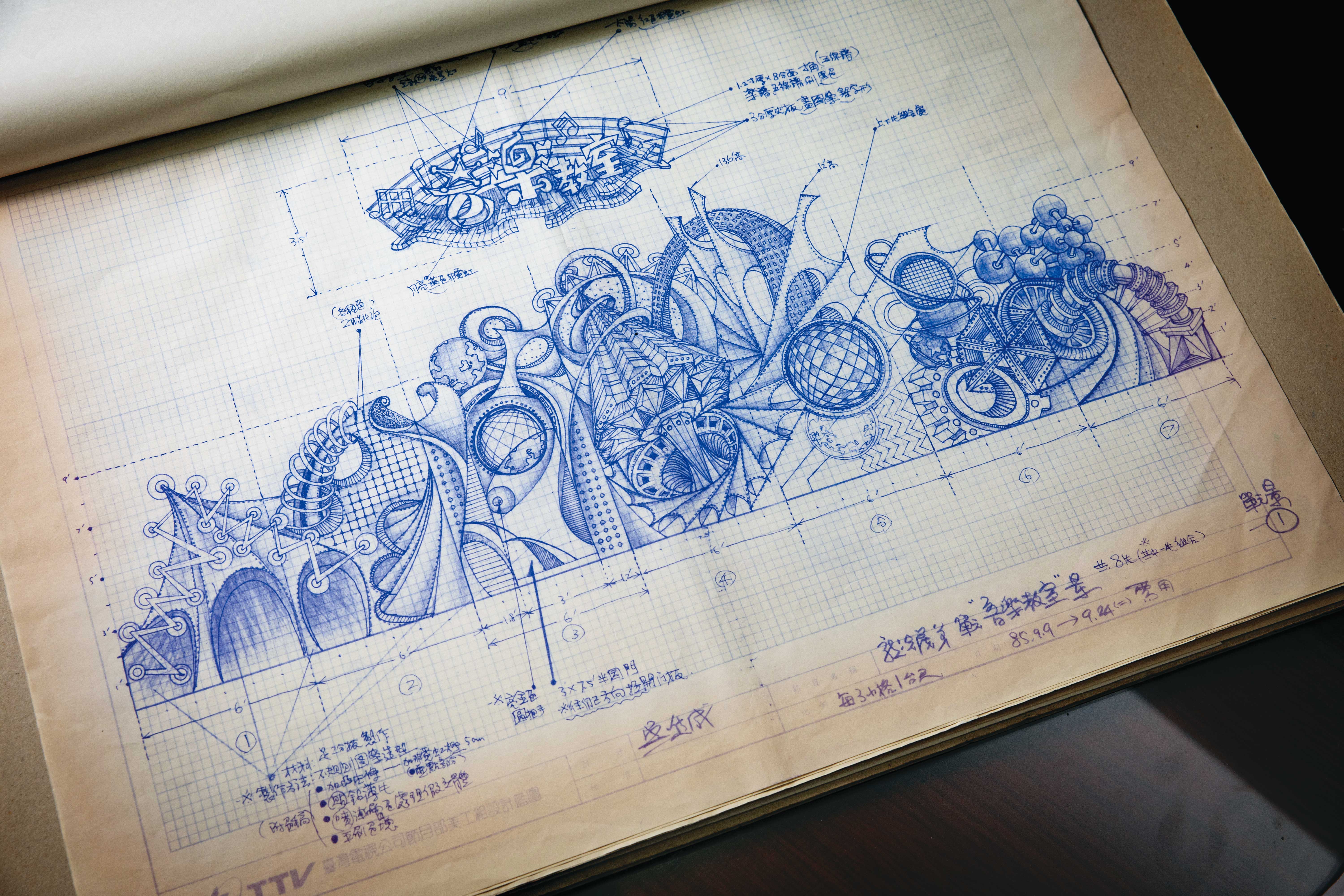 吳進成擔任美術指導時還沒有電腦協助繪圖，都是他一筆一畫繪製。