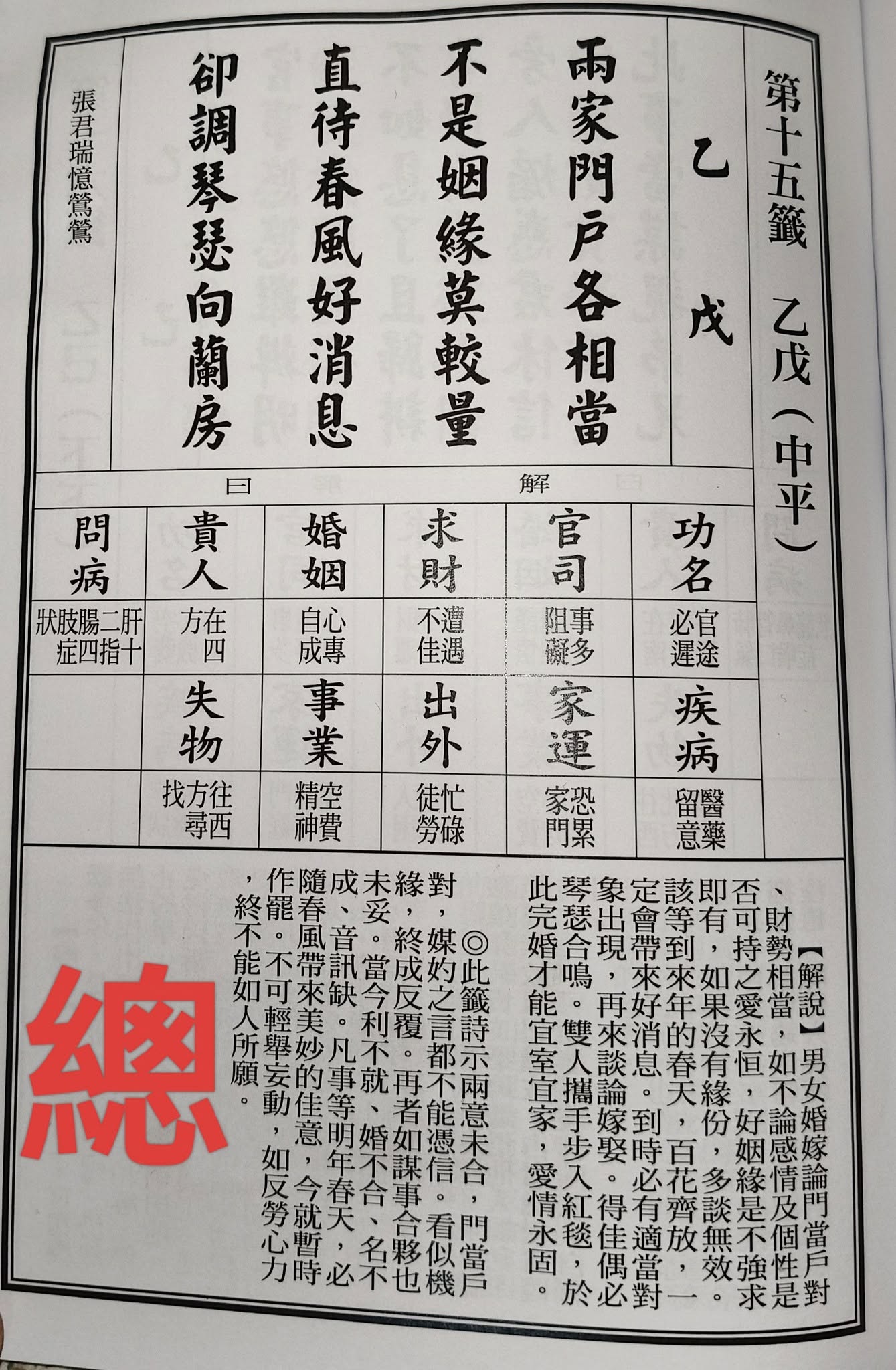 新北頭前庄慈聖宮日前請示媽祖抽出國運籤,抽出的籤詩暗示「對立」會是台灣要面對的課題。(翻攝自新北頭前庄慈聖宮天上聖母臉書)