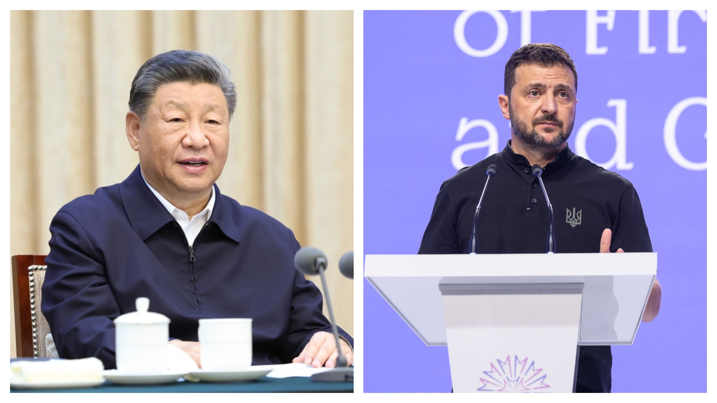 烏克蘭總統澤倫斯基很可能於10月與中國國家主席習近平會面。(翻攝自臉書@Володимир Зеленський、中國國務院官網)