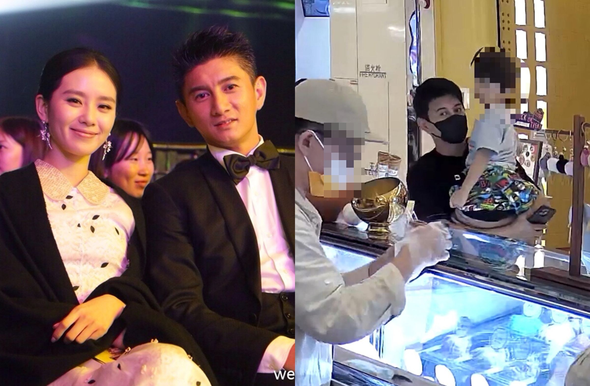 吳奇隆帶兒子去買冰淇淋,意外的插曲讓店員覺得吳奇隆真的很溫暖。(翻攝自吳奇隆、芒果撈小萌主微博)